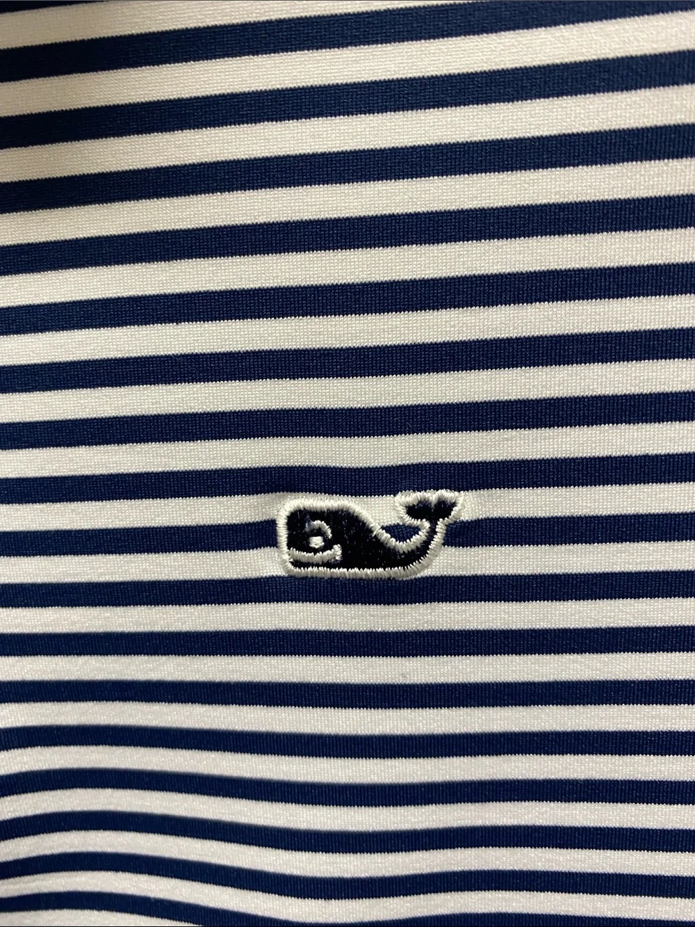 Vineyard Vines Navy and White Striped Performance Polo Golf Shirt